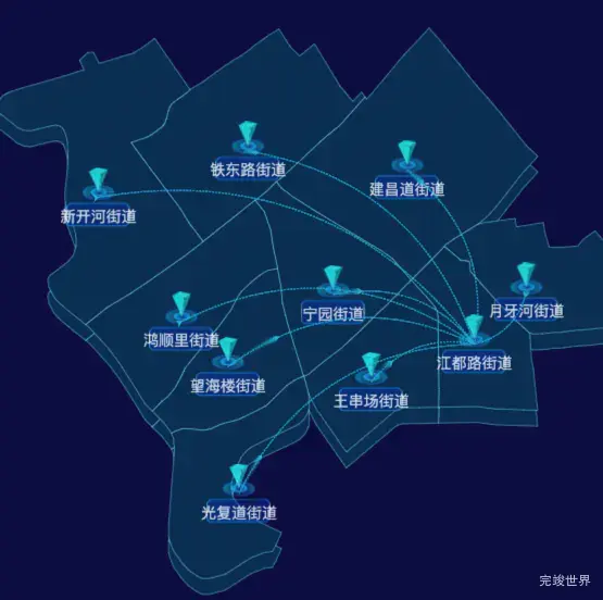 天津市河北区geoJson地图渲染效果
